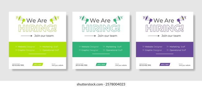 We are hiring job vacancy social media post banner design template. we are hiring background, job vacancy concept We are hiring recruitment open job vacancy design vector social media post banner temp
