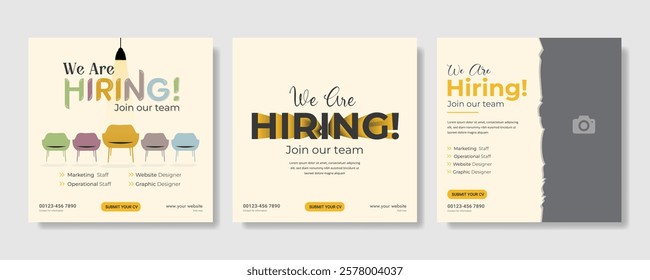 We are hiring job vacancy social media post banner design template. we are hiring background, job vacancy concept We are hiring recruitment open job vacancy design vector social media post banner temp