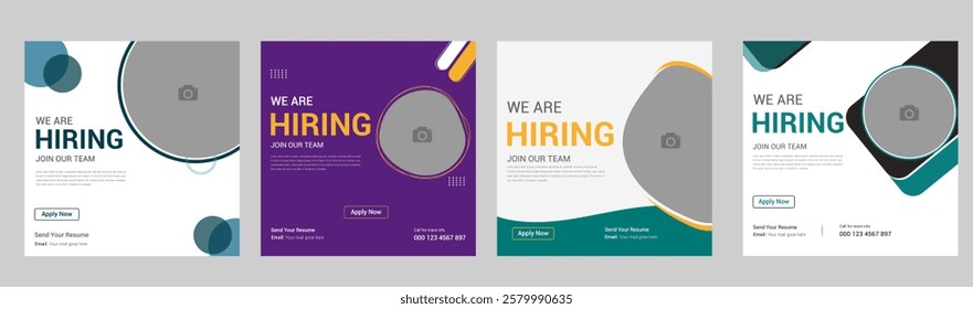 We are hiring job vacancy social media post banner design template with red color. We are hiring job vacancy square web banner design.