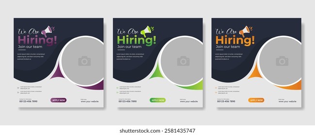 We are hiring job vacancy social media post banner design template with red color. We are hiring job vacancy square web banner design, Job positions for job vacancy design.