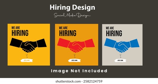 We are hiring job vacancy for social media post banner design template with red color. We are hiring ajob vacancy for a square web banner designer. Employee vacancy announcement. Illustration isolated