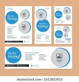 We are hiring job vacancy social media post banner template with blue color. hiring job vacancy square web banner, business, marketing, roll up template.