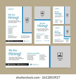 We are hiring job vacancy social media post banner template with blue color. hiring job vacancy square web banner, business, marketing, roll up template.
