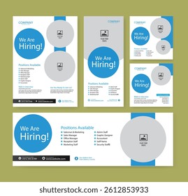 We are hiring job vacancy social media post banner template with blue color. hiring job vacancy square web banner, business, marketing, roll up template.