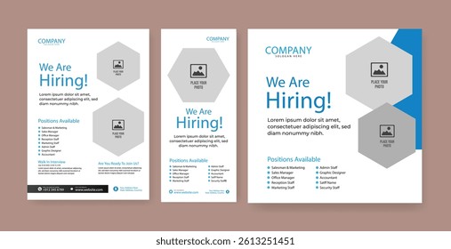 We are hiring job vacancy social media post banner design template with blue color. We are hiring job vacancy square web banner design.	