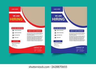 We are hiring job vacancy social media post banner design template. Job offer leaflet template. We are hiring flyer design bundle. Job vacancy flyer poster template design.  Job Vacancy Flyer poster.