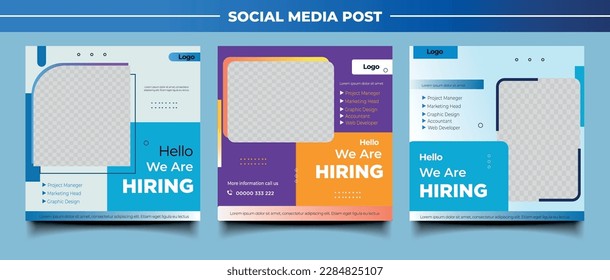We are hiring job vacancy square banner or social media post template 
