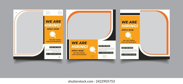 We are hiring job vacancy square social media post banner template