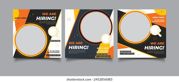 We are hiring job vacancy square social media post banner template	