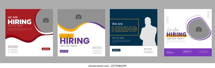  We are hiring job vacancy square web banner design. We are hiring join to the team announcement. Hiring recruitment open vacancy design. we are hiring creative post. recruiting, concept, banner