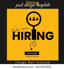 We Are hiring job vacancy square web banner design template .
