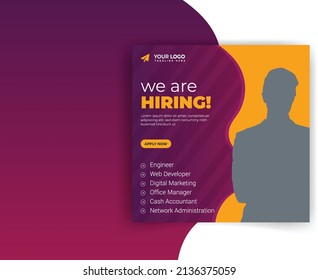 We are hiring job vacancy web banner and social media post template