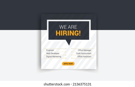 We are hiring job vacancy web banner and social media post template