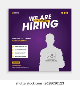 Estamos contratando banner de vaga de emprego na web e modelo de postagem de mídia social