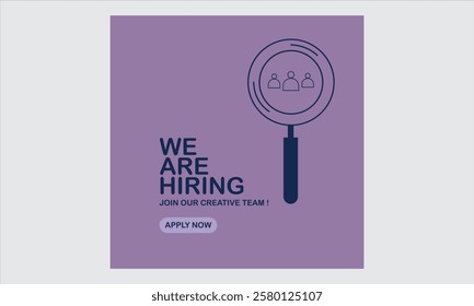 WE ARE HIRING Join our creative team Job vacancy background in flat style