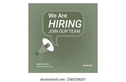 WE ARE HIRING Join our creative team Job vacancy background in flat style