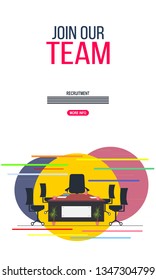 We are hiring, Join our team. Hiring and recruitment concept illustration and design. Casual business team working in office. modern designs Vector illustration. - Vector