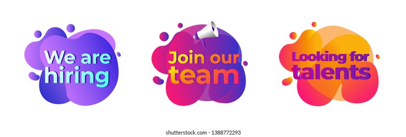 we are hiring, join our team, looking for talents text in abstract fluid background, vector illustration concept, can use for, landing page, template, ui, web, mobile app, poster, banner, flyer