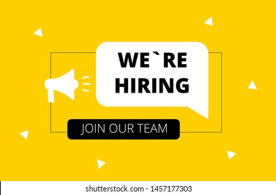 We are hiring. Join our team. Yellow background. Hiring. Vector