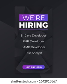 We are hiring, join our team mobile banner