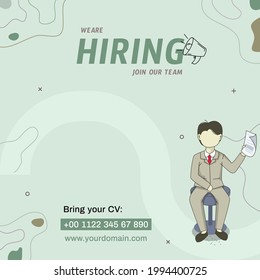 Estamos Contratando Para Unirnos A Nuestro Diseño De Carteles De Equipo Con Personajes Que Llevan El Hombre. Ilustración vectorial