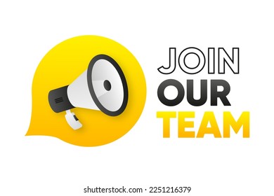 We are hiring and Join our Team announcement lettering. Open vacancy and Hiring recruitment. Vector illustration.