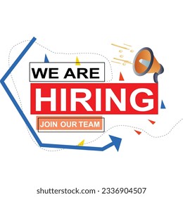 we are hiring join our team announcement banner for facebook post, vacant sign on empty office chair. We're Hiring with empty office ready to be occupied by employee. Business recruiting concept.

