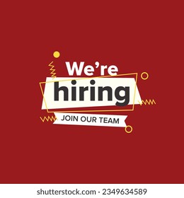 We are hiring Join our team Vector. Banner. Design. Post. Social Media.
