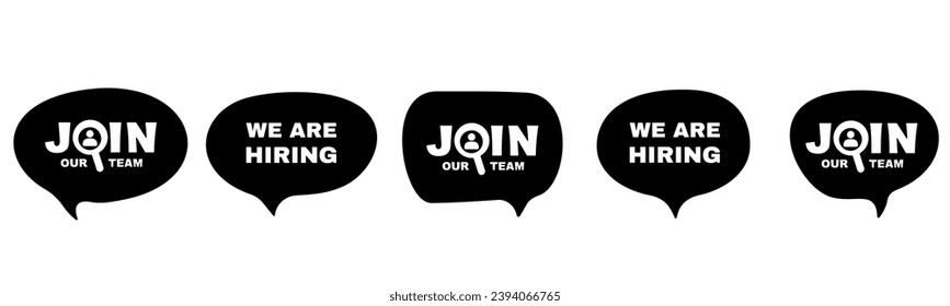 We are hiring, join our team speech bubble illustration