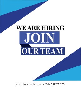 we are hiring, join our team, flat vector poster or banner illustration on yellow background