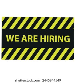 we are hiring, join our team, flat vector poster or banner illustration on black background