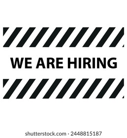 we are hiring, join our team, flat vector poster or banner illustration on black background