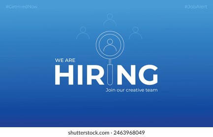 We are hiring and join our team banner design. Hiring recruitment open vacancy. Hiring employee social media post vector illustration