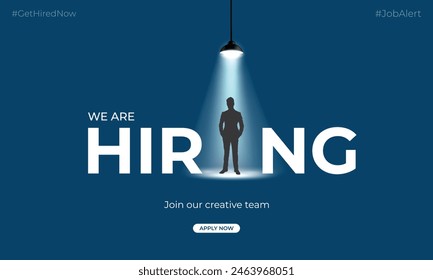 We are hiring and join our team banner design. Hiring recruitment open vacancy. Hiring employee social media post vector illustration