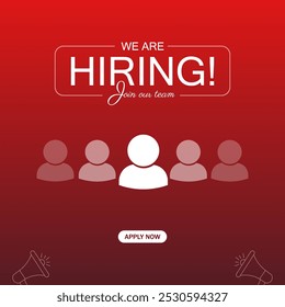 We Are Hiring, join our team announcement banner design. Creative open hiring poster. Hiring Recruitment open vacancy design. Hiring social media post, poster and creative ads design.