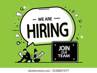 We Are Hiring! Join Our Team - Job Vacancy Vector Illustration with Bubble Sign on vibrant Background for Posters, Social Media, and Marketing