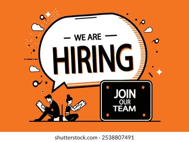 We Are Hiring! Join Our Team - Job Vacancy Vector Illustration with Bubble Sign on vibrant Background for Posters, Social Media, and Marketing