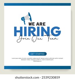 We are hiring and join our team banner design. . Hiring employee social media post vector banner.