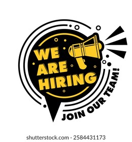 We are hiring. Join our team. Recruitment advertising template. Vector announcement job vacancies on transparent background