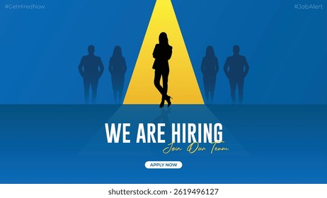 We are hiring and join our team banner design. Hiring recruitment open vacancy. Hiring employee social media post vector illustration