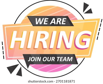 Estamos contratando Únete a nuestro equipo Oferta de trabajo Vacante Anuncio Flyer Vector Rosa Naranja Diseño de Plantilla