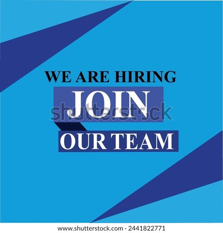 we are hiring, join our team, flat vector poster or banner illustration on yellow background