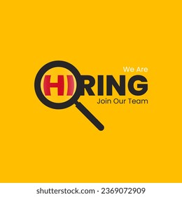 We are hiring join to the team announcement. Hiring recruitment open vacancy design. Creative hiring poster. hiring social media post design.