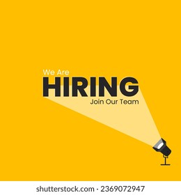 We are hiring join to the team announcement. Hiring recruitment open vacancy design. Creative hiring poster. hiring social media post design.
