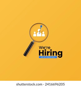 We are hiring join to the team announcement. Hiring recruitment open vacancy design. Creative hiring poster. hiring social media post design.