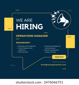 We are hiring join to the team announcement. Hiring recruitment open vacancy design