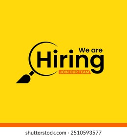 We are hiring join to the team announcement. Hiring recruitment open vacancy design. Creative hiring poster. hiring social media post design.