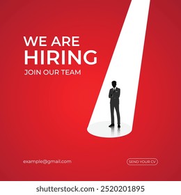 We are hiring join to the team announcement. Hiring recruitment open vacancy design. we are hiring creative post.