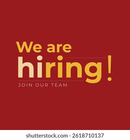 We are hiring join to the team announcement. Hiring recruitment open vacancy design. Hiring creative post design template. Illustration