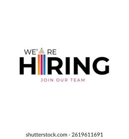 We are hiring join to the team announcement. Hiring recruitment open vacancy design. Hiring creative post design template. 3d Illustration